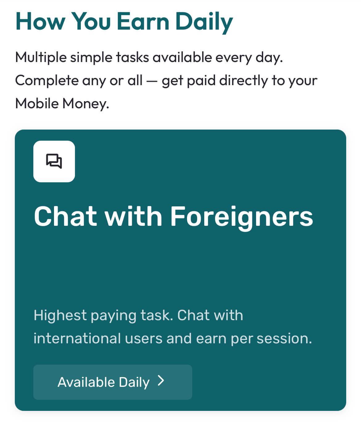 Earntrix chat with foreigners feature.