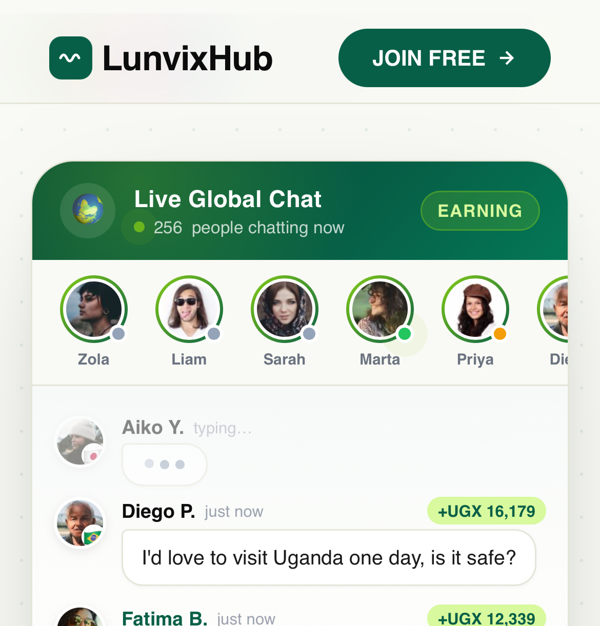 Lunvixhub Chat with foreigners feature.