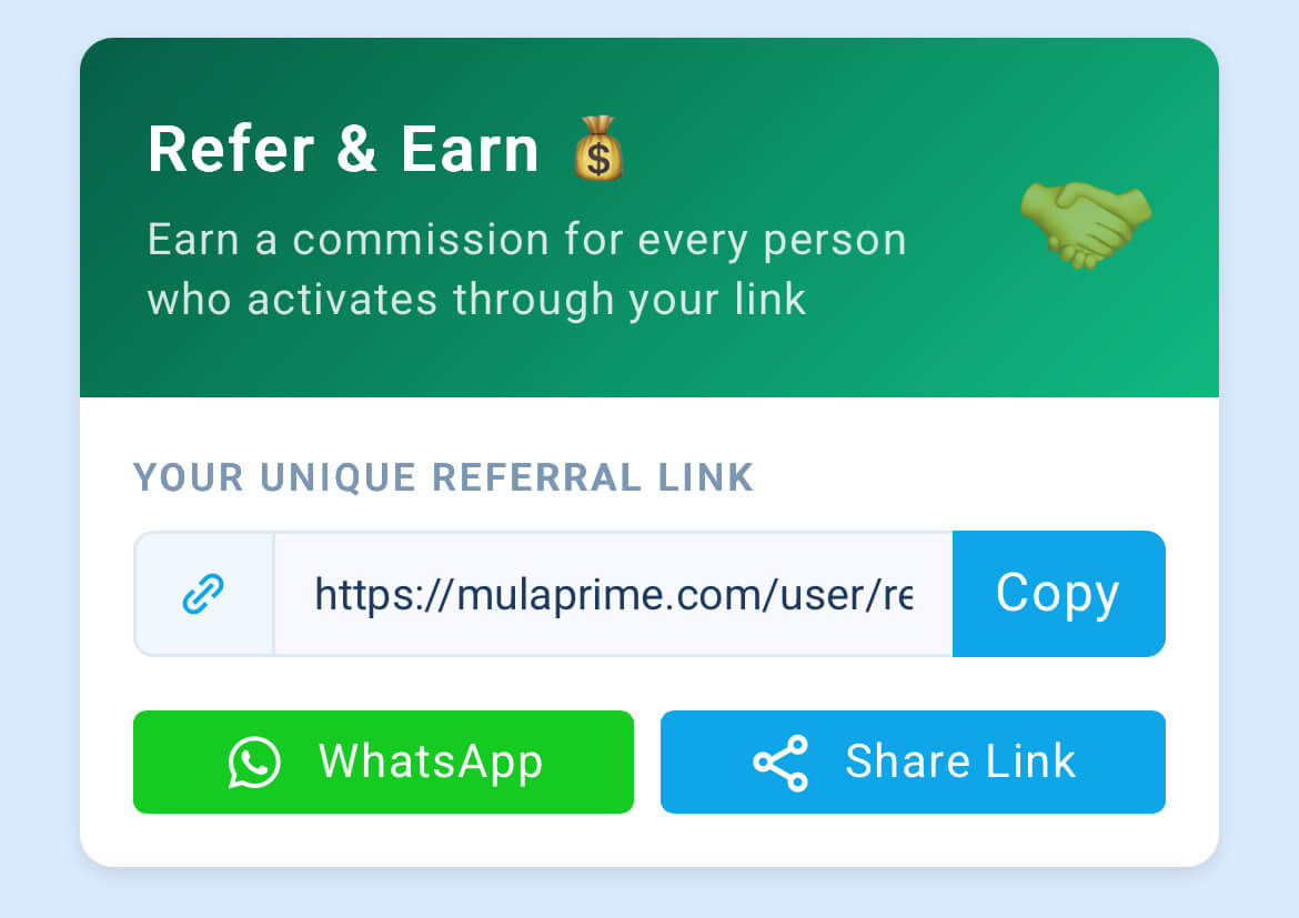 Mulaprime referral program.