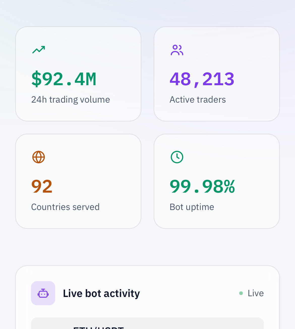 Nexio Trader dashboard.