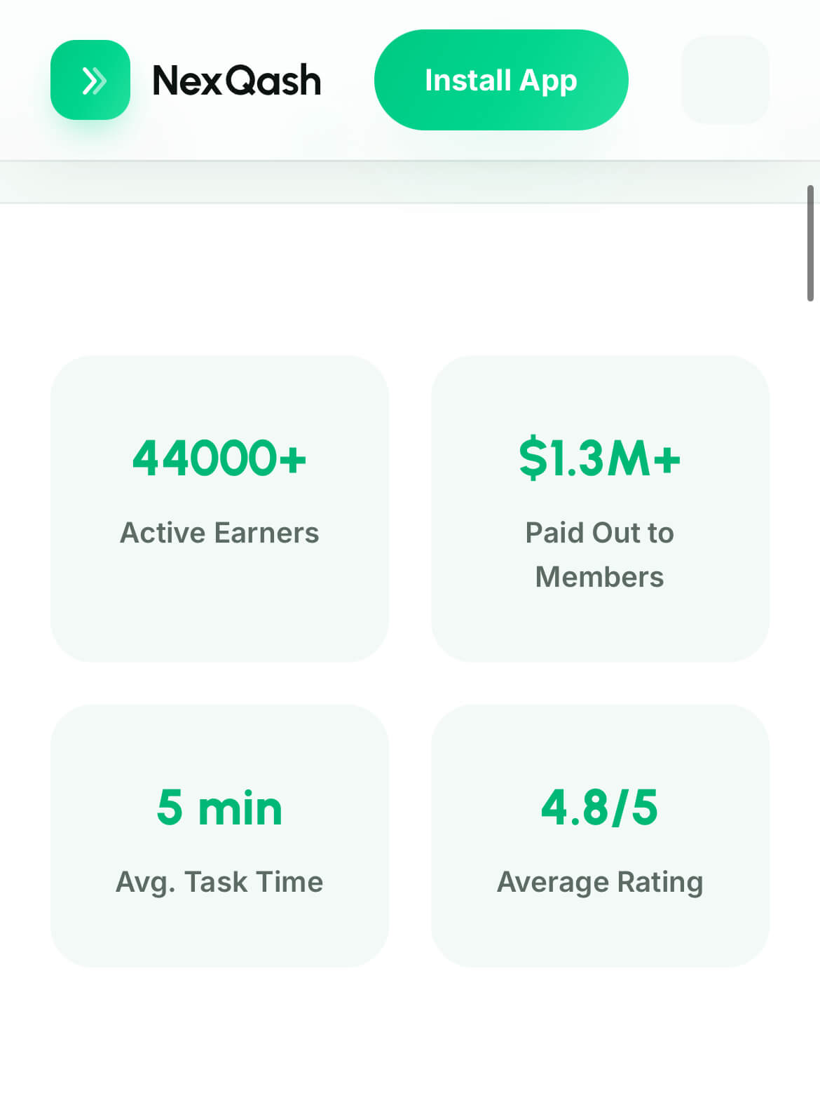 Nexqash dashboard.